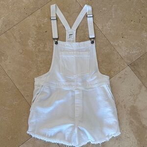 Aerie White Denim Overall Shorts